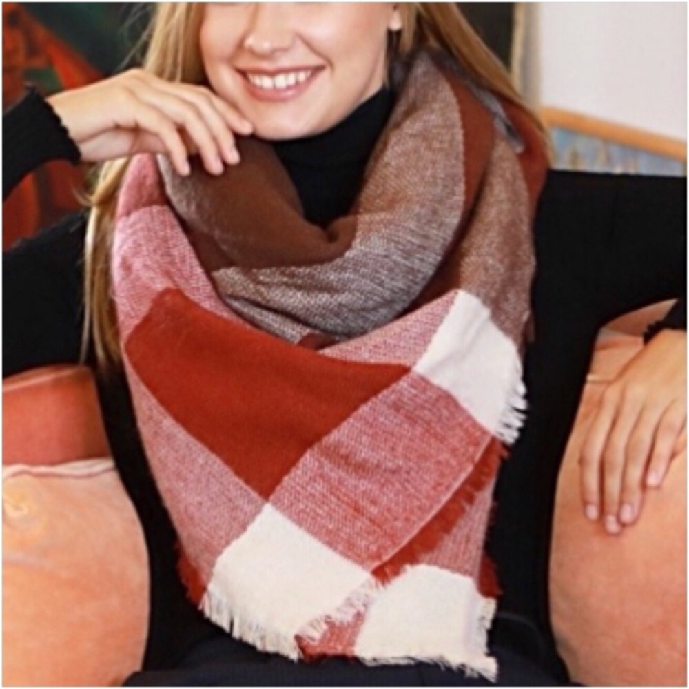 Beautiful Plaid Colorblock Blanket Scarf NWT sold - Picture 3 of 7